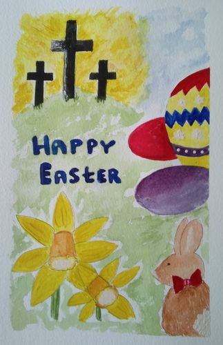 Lynne, A happy Easter to all, watercolour.